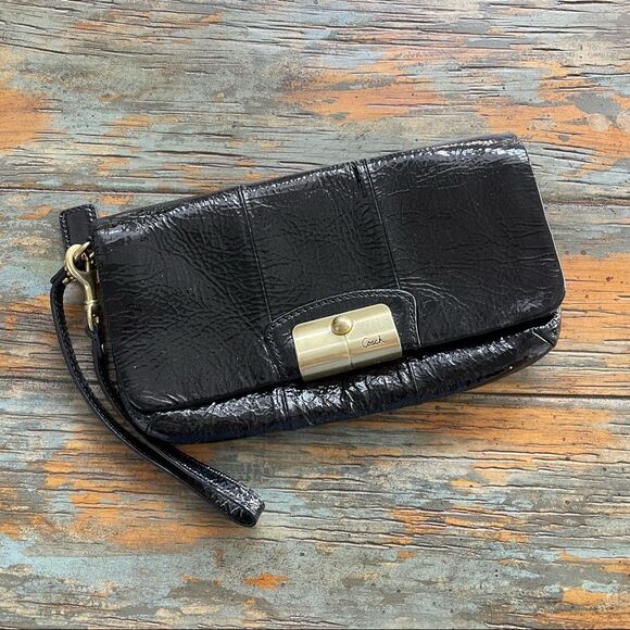 Coach Black and Gold Clutch Wristlet - Picture 1 of 6
